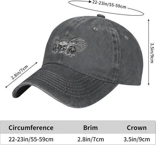 Miniatura 8 de Cowboy Hat Trendy Hats for Man and Women Djustable Four Season Outdoor Baseball Cap of Hell Skull with Angel Deep Heather