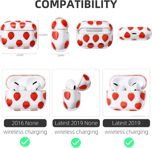 Miniatura 4 de AKABEILA Funda compatible con Apple Airpods Pro para mujer, transparente con diseños, policarbonato duro, a prueba de golpes [LED frontal visible]