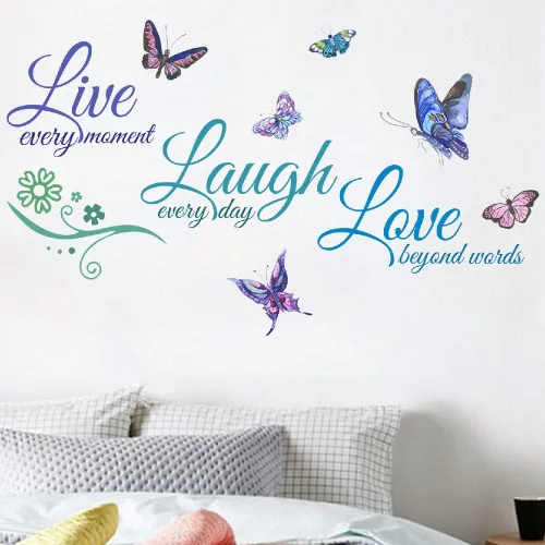 Miniatura 2 de Live Love Laugh - Juego de 3 calcomanías motivacionales para pared, calcomanías inspiradoras para la familia (18 x 39 pulgadas, verde, azul y morado)