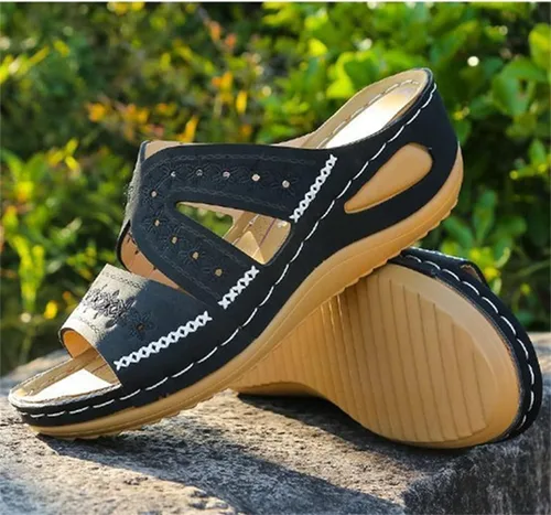 Miniatura 5 de Ladmiple Sandalias de moda para mujer, planas, cómodas, ortopédicas, para caminar, puntera abierta, soporte de arco, elegantes sandalias ortopédicas