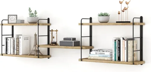 Miniatura 13 de MXCSE Estantes de pared, estanterías montadas en la pared, estantes flotantes de bricolaje para pared, estantes colgantes de madera para habitación