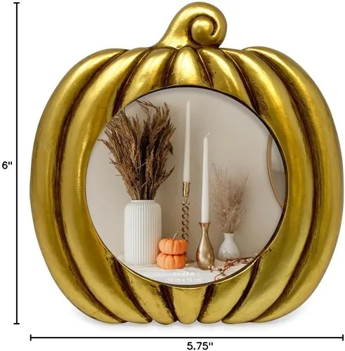 Miniatura 5 de Isaac Jacobs - Marco de fotos en forma de calabaza de 4 x 4 para decoración de Halloween u otoño, mesa de fotos y exhibición de pared para colgar