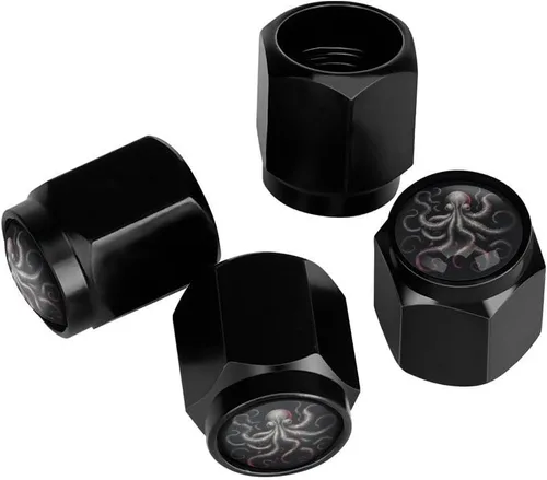 Miniatura 14 de Wolf - Tapones de válvula de neumático con bandera americana, tapas de válvula de neumático de aluminio negro, cubiertas universales