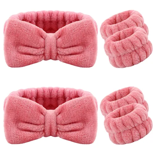 Miniatura 8 de 6 diademas de spa, muñequeras para lavar la cara, muñequeras para lavar la cara, muñequeras para el cabello, para mujeres y niñas, maquillaje