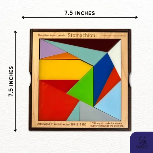 Miniatura 4 de Creative Crafthouse - Rompecabezas de estomacón para adultos, Arquímedes Acrylic tiles in a solid wood frame and tray. Rebuild the 7.5 inch square