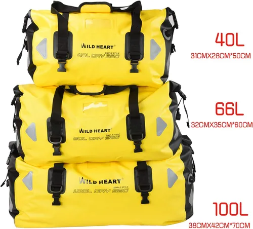 Miniatura 5 de WILD HEART Bolsa de lona impermeable para motocicleta, PVC500D, doble parte inferior, con correas de cuerda y bolsillo interior, 40L, 66L, 100L, 40L