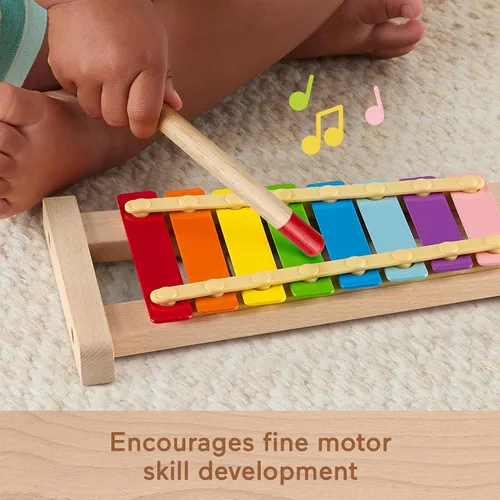 Miniatura 5 de Fisher-Price Xilófono de juguete de madera para niños pequeños, instrumento musical de madera para juegos de desarrollo, niños preescolares a partir