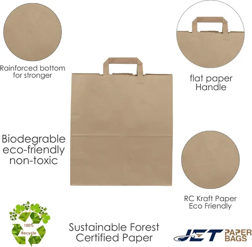 Miniatura 7 de JET PAPER BAGS - Bolsas de papel marrón grandes de 13 x 6 x 15 pulgadas con asas Prime (marrón, 13 x 6 x 15 pulgadas (paquete de 25))