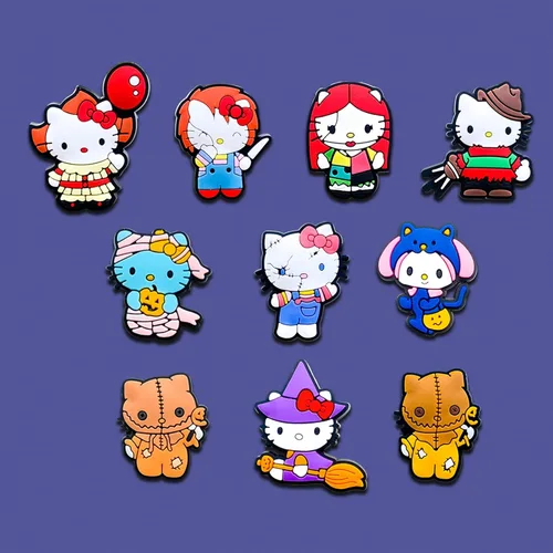 Miniatura 6 de Dijes de zapatos de dibujos animados de Halloween para decoración de sandalias, pulseras, dijes de terror para adultos, adolescentes, niños