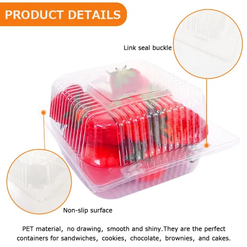 Miniatura 4 de WAQIAGO 150 bandejas de plástico desechables resistentes con bisagras de 5 x 5 pulgadas, recipientes desechables para llevar para ensaladas, frutas