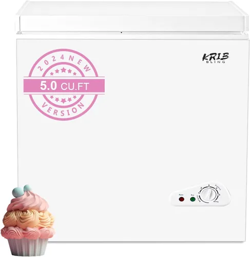 Miniatura 9 de KRIB BLING Congelador de pecho, termostato ajustable, congeladores compactos con cesta de almacenamiento extraíble para casa, cocina, garaje, Negro