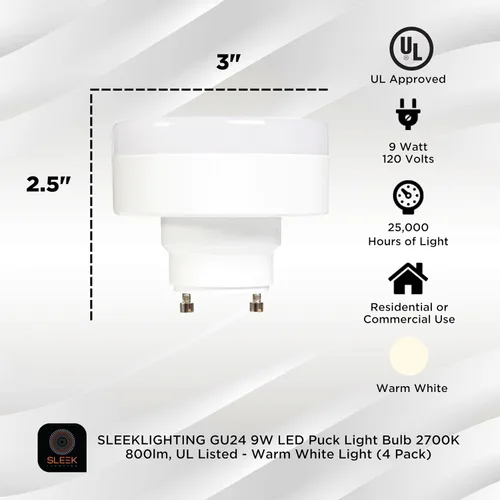 Miniatura 2 de Bombillas LED de 2 clavijas con base GU24 de 11w-60Weq, luz de disco, listado UL, 120 V, mini bloqueo giratorio, 2700 k-regulable, reemplaza