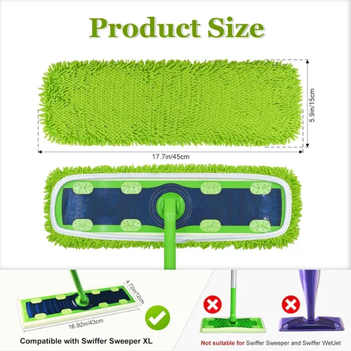 Miniatura 4 de Almohadillas XL para trapeador compatibles con Swiffer XL Sweeper, paños de barrido secos extra grandes, repuestos de almohadillas húmedas XL, paños