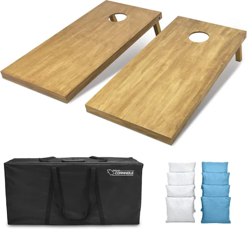 Miniatura 73 de GoSports 4 ft x 2 ft Regulation Size Wooden Cornhole Boards Set with Light Brown Finish - Includes Carrying Case and Bean Bags Negro- gris