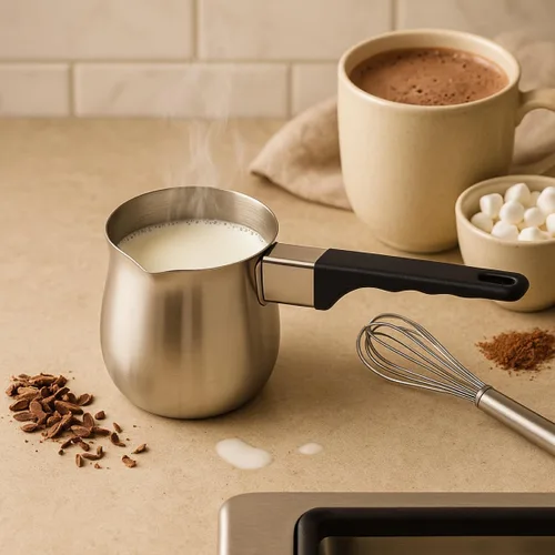 Miniatura 6 de Fino Cafetera turca de acero inoxidable, calentador profesional 18/8 para estufa, café, leche, té, chocolate caliente, deliciosas bebidas diarias, 6