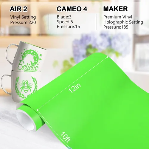 Miniatura 5 de WRAPXPERT Vinilo permanente verde lima, rollo de vinilo adhesivo verde manzana mate de 12 pulgadas x 10 pies para cricut, decoración del hogar