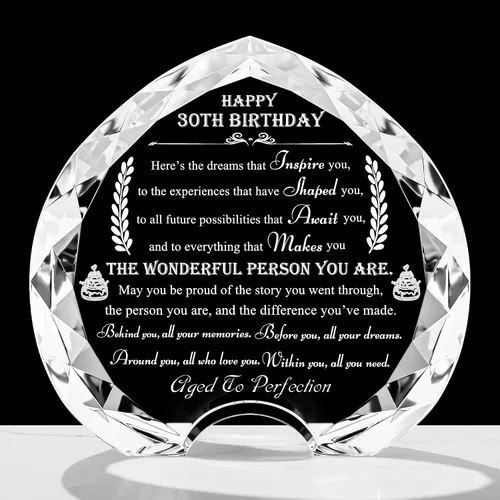 Movdyka Regalos de 30 cumpleaños para mujeres y hombres - Regalos de corazón de cristal personalizados 1994 regalo de cumpleaños de 30 años para