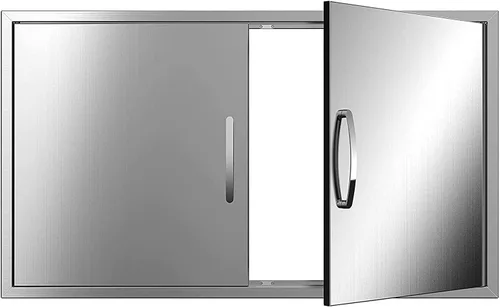 Miniatura 9 de Puertas de cocina para exteriores, 31 pulgadas de ancho x 24 pulgadas de alto, puertas de acceso dobles para barbacoa, acero inoxidable 304