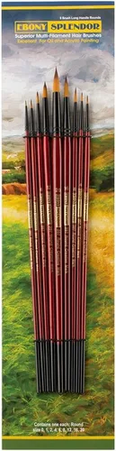 Miniatura 23 de Creative Mark Ebony Splendor - Brocha sintética de mango corto para pintura de marta sintética, Rigger # 2, pelo multifilamento Teijin, pinceles