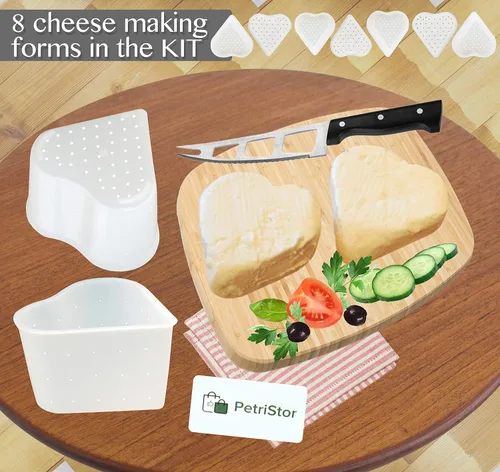 Miniatura 5 de PetriStor Molde de queso suave para queso de 8 piezas, 1/3 cuartos de galón, molde de queso suave para hacer queso, suministros caseros para hacer