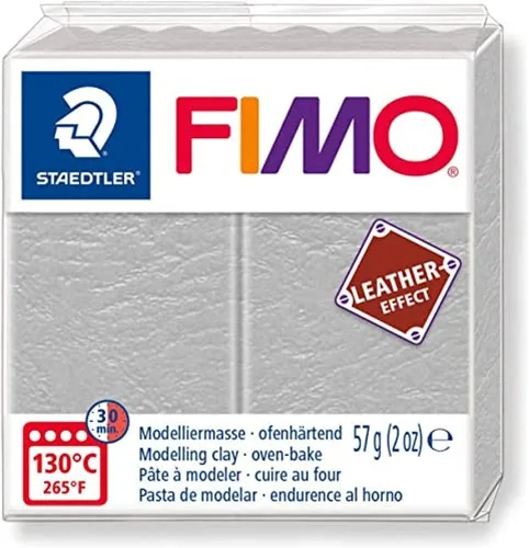 STAEDTLER Fimo 8010-809 - Arcilla para modelar endurecimiento en horno (efecto cuero), color gris paloma