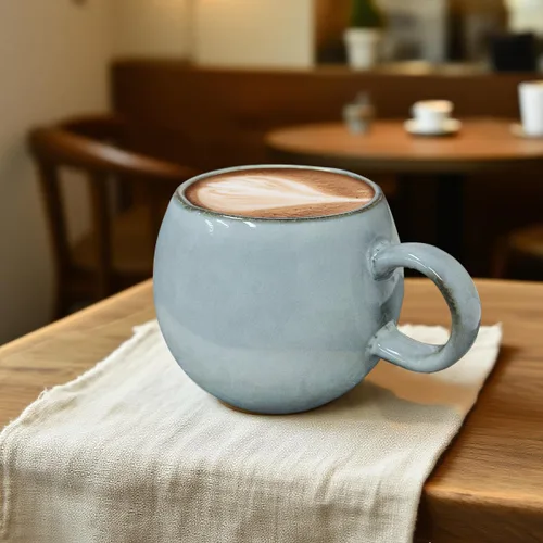 Miniatura 5 de Taza de café grande de cerámica de 16 onzas, sin plomo, redonda, con asa, taza de té vintage para oficina en casa, apta para microondas y Azul