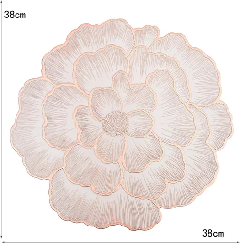 Miniatura 2 de Juego de 6 manteles individuales redondos de PVC con diseño de flores, manteles individuales huecos para mesa de comedor, manteles individuales