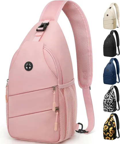 Miniatura 22 de Pritent Bolsos cruzados para mujeres y hombres, mochila de moda, bolsa casual para el pecho con correa de hombro convertible Negro
