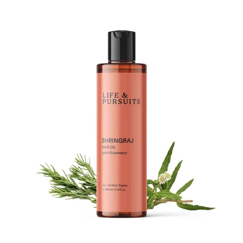 Life & Pursuits Bhringraj Aceite para el crecimiento del cabello, 6.8 onzas líquidas, terapia natural del cuero cabelludo ayurveda para hombres y