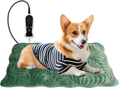 Miniatura 23 de Almohadilla térmica para perros para perros, almohadilla térmica impermeable para mascotas, interruptor de termostato inteligente, 9 velocidades