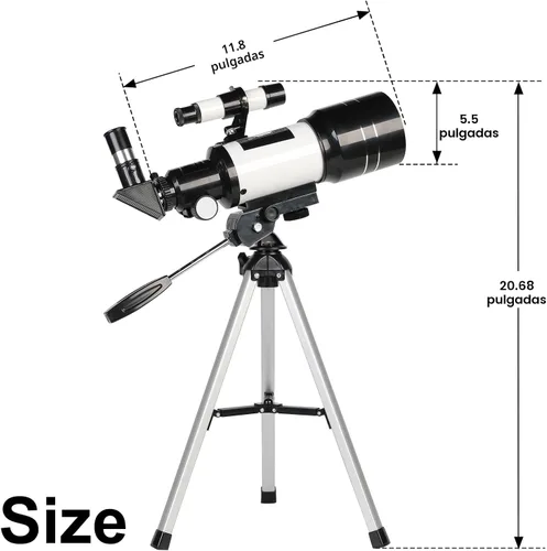 Miniatura 5 de Telescopio para adultos y niños, refractor de apertura de 2.756 in (15X-150X), telescopio de viaje portátil con adaptador de teléfono y control Negro
