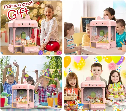 Miniatura 5 de Cxjoigxi - Gran máquina de pinzas para niños y adultos con premios, sonido y luz ajustables, mini máquina expendedora para niñas, juego electrónico
