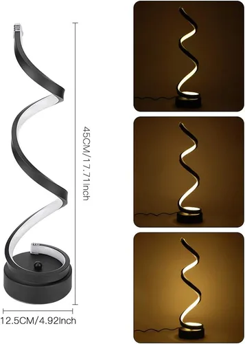 Miniatura 2 de Lámpara de mesa LED en espiral regulable, diseño minimalista moderno de iluminación, lámpara de noche curva de atenuación continua blanca cálida