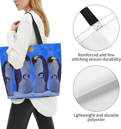 Miniatura 8 de Famame Canvas Tote Bag Large Women Casual Shoulder Bag Handbag Reusable Multipurpose Shopping Grocery Bag