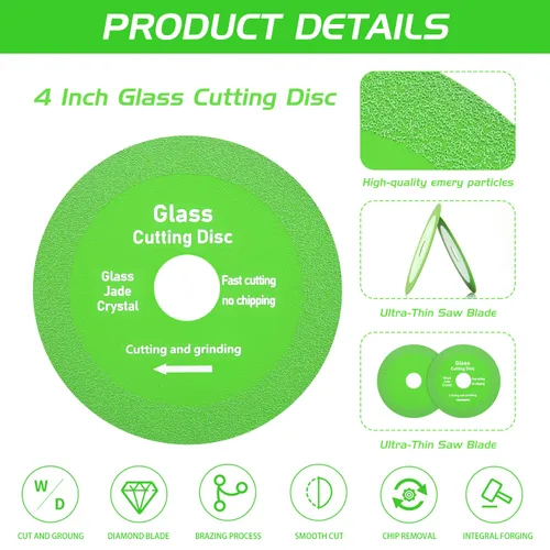 Miniatura 3 de 5 discos de corte de vidrio para amoladora angular, cuchillas de corte de diamante, herramientas de corte de vidrio, rueda de hoja de sierra