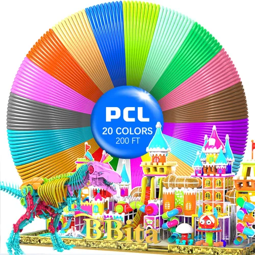 Pluma de impresión 3D PCL - Recambios de filamento de 0.069 in, paquete de 20 colores, baja temperatura de fusión de 158.0 °F, diámetro de alta