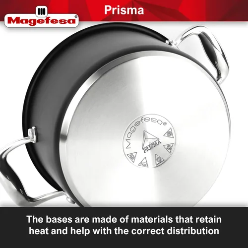 Miniatura 7 de MAGEFESA Prisma - Juego de utensilios de cocina de acero inoxidable de 8 piezas, ollas y sartenes duraderas con interior antiadherente, exterior