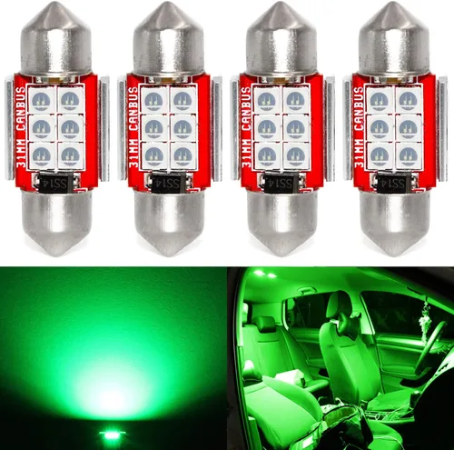 Phinlion - Bombillas LED verdes superbrillantes DE3175 de 31 mm, 3030 6-SMD DE3021 DE3022, focos festón en miniatura de repuesto para luz de mapa,