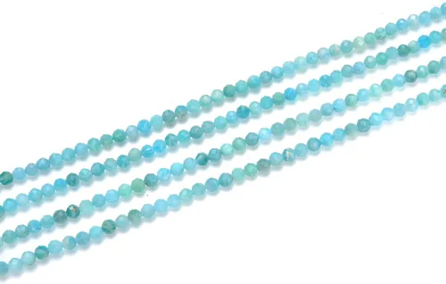 Miniatura 4 de Adabele Cuentas redondas facetadas pequeñas de 0.118 in con piedras preciosas de amazonita azul natural de 15 pulgadas