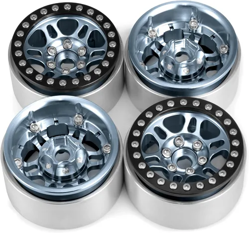 Miniatura 9 de AXSPEED Cubos de rueda de metal Beadlock de 1.9 pulgadas para TRX4 Axial Scx10 1/10 RC Car, paquete de 4 (titanio y negro)
