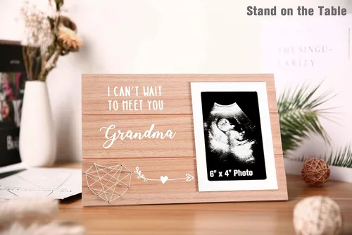 Miniatura 2 de Regalos de Anuncio de Embarazo para Madre Mamá, Marco de Foto de Ultrasonido de Revelación de Embarazo para Abuela Madera, Marco de Foto