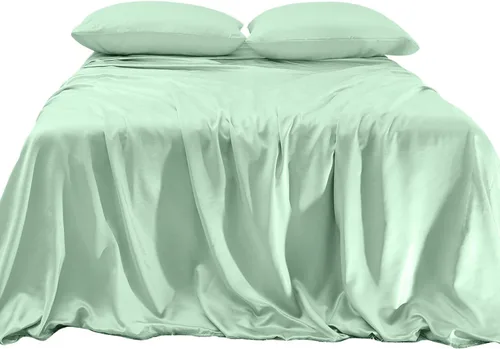 Miniatura 10 de Elegant Comfort Lujoso juego de sábanas de satén sedoso de 4 piezas, agradable para la piel y el cabello, resistente a las arrugas, la decoloración