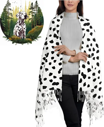 Miniatura 2 de Bufandas de moda para mujer, estampado dálmata, cómodo chal largo, suave y grueso cálido bufanda de invierno