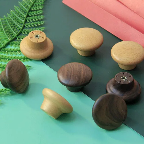 Miniatura 5 de brandname Wwxuanke - 6 tiradores redondos de madera para cajones, madera natural, 1.4 x 0.9 pulgadas (profundidad x alto), para armario, armario