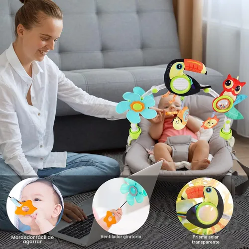 Miniatura 4 de Lynncare Juguetes de moisés ajustable para bebés y niños pequeños, arco de cochecito, juguetes para cuna de bebé con fascinante colgante