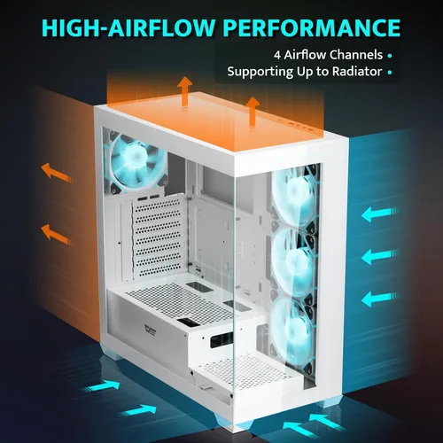 Miniatura 3 de darkFlash Chasis para PC ATX Torre Media, Caja de Computadora con 4 Ventiladores ARGB PWM Pre-Instalados, Caja para PC Gaming con Vista Completa