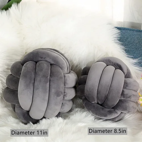 Miniatura 2 de Almohada de nudo en forma de bola, cojín redondo para decoración de habitación de niños, juguetes de peluche relajantes para aliviar el estrés