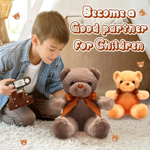 Miniatura 7 de HyDren 18 piezas de animales de peluche de oso a granel de 12 pulgadas, osos de felpa suave a granel, juguetes para niñas, niños, graduación, marrón