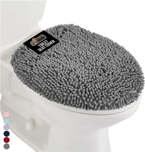 Miniatura 25 de GORILLA GRIP Funda gruesa de espuma viscoelástica para tapa y asiento de inodoro de baño, parte superior de terciopelo suave, lavable a máquina, Azul