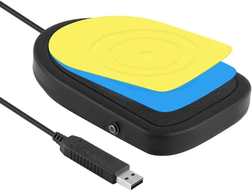 Miniatura 2 de iKKEGOL Interruptor de pedal USB para juegos, metal negro único HID acción programable digital control de mano teclado mouse con alfombrilla de goma